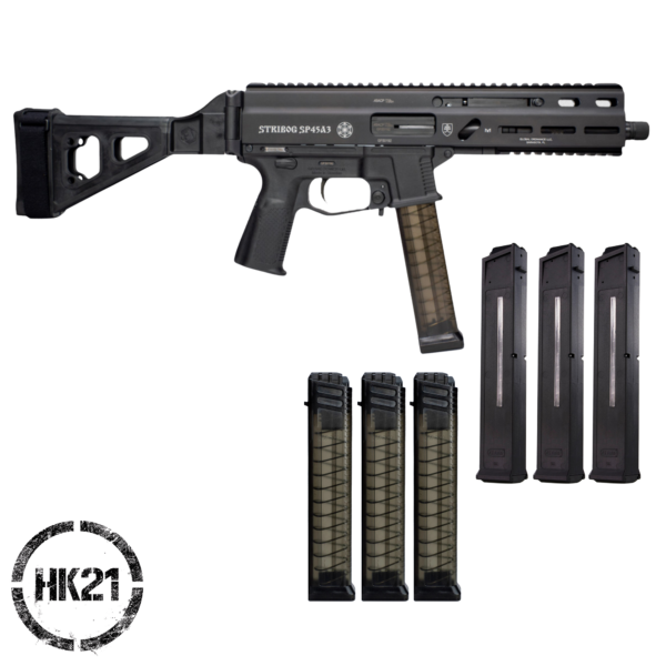 HK21 | Grand Power Stribog SP45A3 .45 ACP Pistol - 8 Barrel - Three 20 Round Magazines - 197892004824 (1)